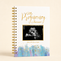 TISAYN My Pregnancy Journal blue watercolor cover with gold spiral binding